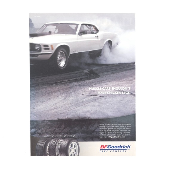 VTG Ford Mustang Mach 1 Advertising Print Ad Drag Strip Burnout Muscle Car Art - Picture 1 of 6
